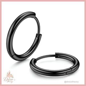 Solid Titanium Hoop Earrings Hypoallergenic Sleeper Huggie 12mm